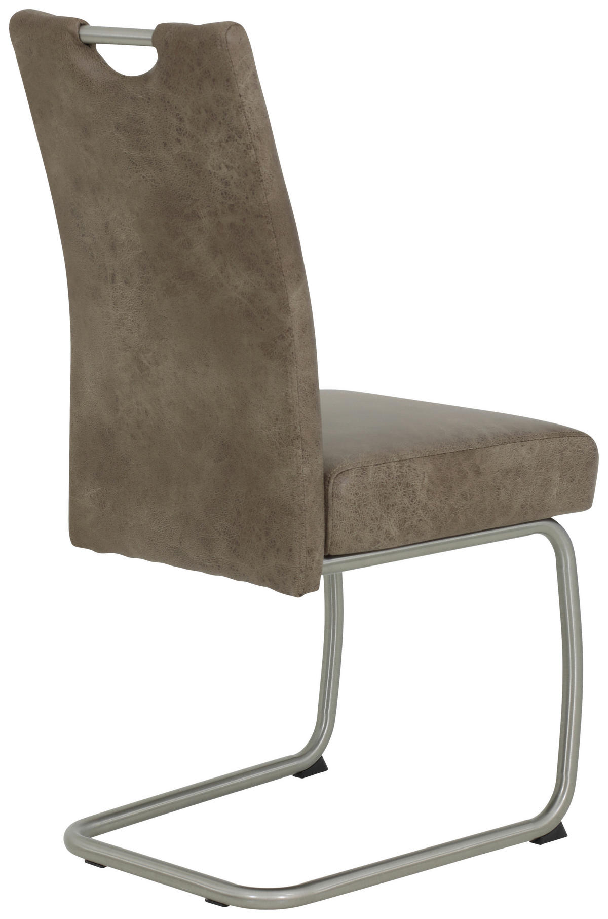 SCHWINGSTUHL-SET 4 Stück  in Edelstahl Mikrofaser  - Schlammfarben/Edelstahlfarben, MODERN, Textil/Metall (43/99/58cm) - MID.YOU