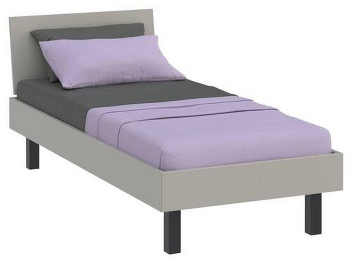 BETT 90/200 cm  in Hellgrau  - Hellgrau/Schwarz, Design, Holzwerkstoff/Metall (90/200cm) - Xora