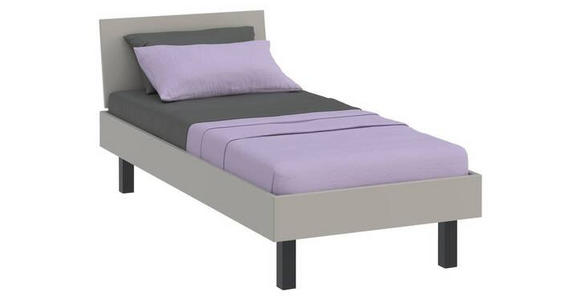 BETT 90/200 cm  in Hellgrau  - Hellgrau/Schwarz, Design, Holzwerkstoff/Metall (90/200cm) - Xora