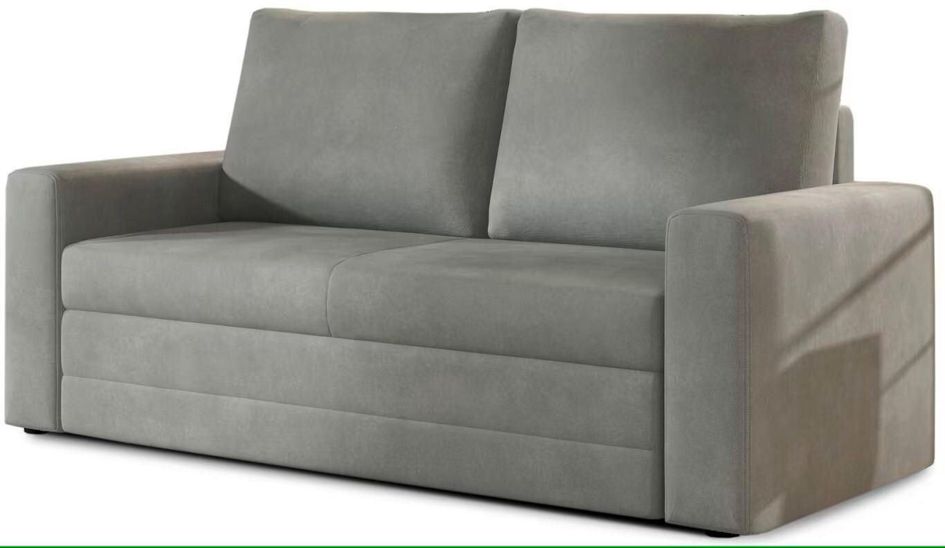SCHLAFSOFA Samt Hellgrau  - Hellgrau/Schwarz, Design, Kunststoff/Textil (150/90/90cm) - MID.YOU