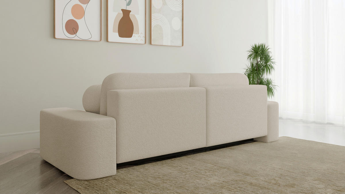 SCHLAFSOFA Bouclé Creme  - Elfenbein/Creme, Design, Kunststoff/Textil (268/85/110cm) - MID.YOU