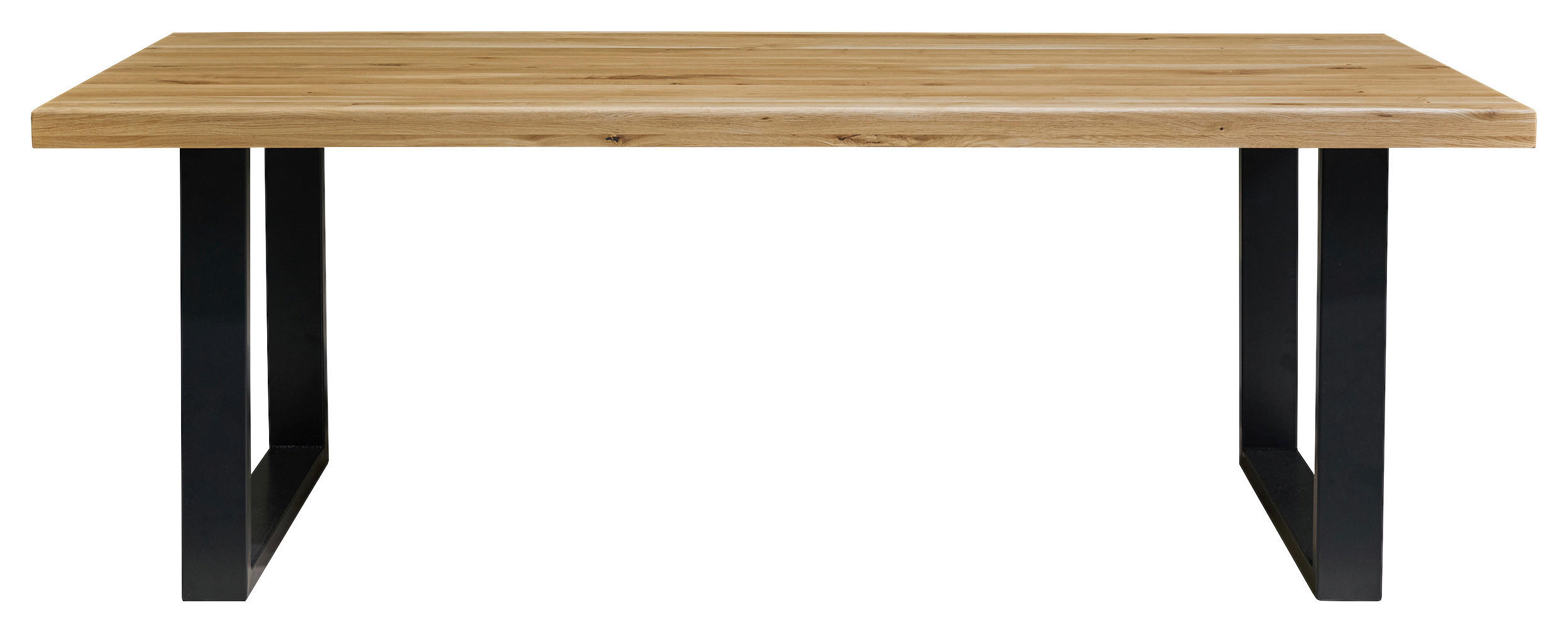 ESSTISCH Eiche massiv rechteckig Schwarz, Eichefarben  - Eichefarben/Schwarz, MODERN, Holz/Metall (180/90/76cm) - Boxxx