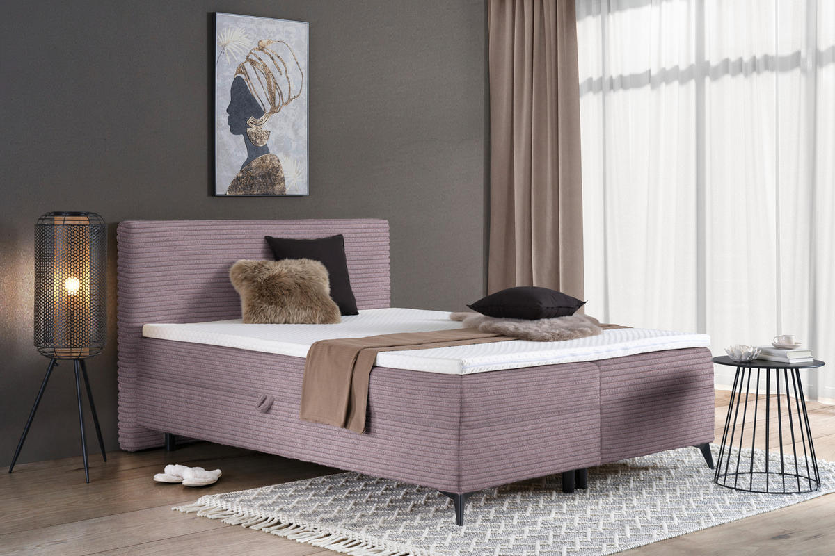 BOXBETT 180/200 cm  in Lila  - Lila/Schwarz, Design, Holz/Holzwerkstoff (180/200cm) - Xora
