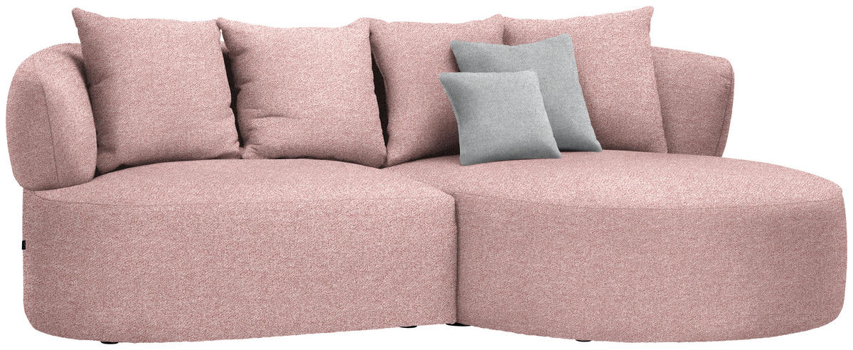 ECKSOFA in Flachgewebe Altrosa  235/166 cm  - Schwarz/Altrosa, MODERN, Kunststoff/Textil (235/166cm) - Hom`in