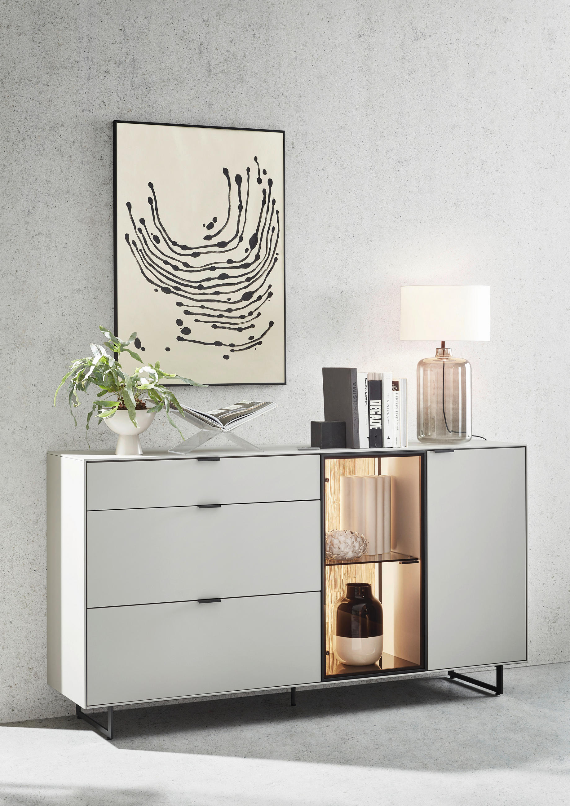 SIDEBOARD Grau  181,9/87,9/45,2 cm  - Schwarz/Grau, Design, Glas/Holz (181,9/87,9/45,2cm) - Dieter Knoll