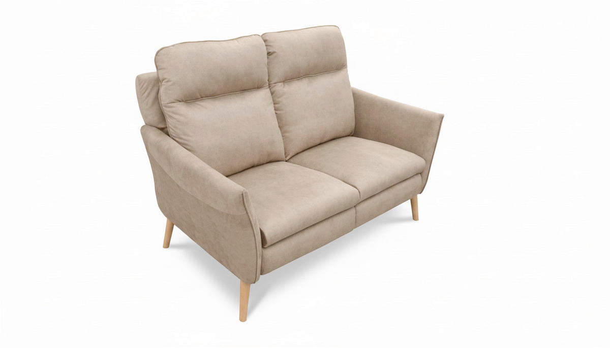 2-SITZER-SOFA  in Mikrofaser Beige Skandinavisch, Modern  - Beige/Buchefarben, Design, Holz/Textil (145/110/92cm) - Livetastic