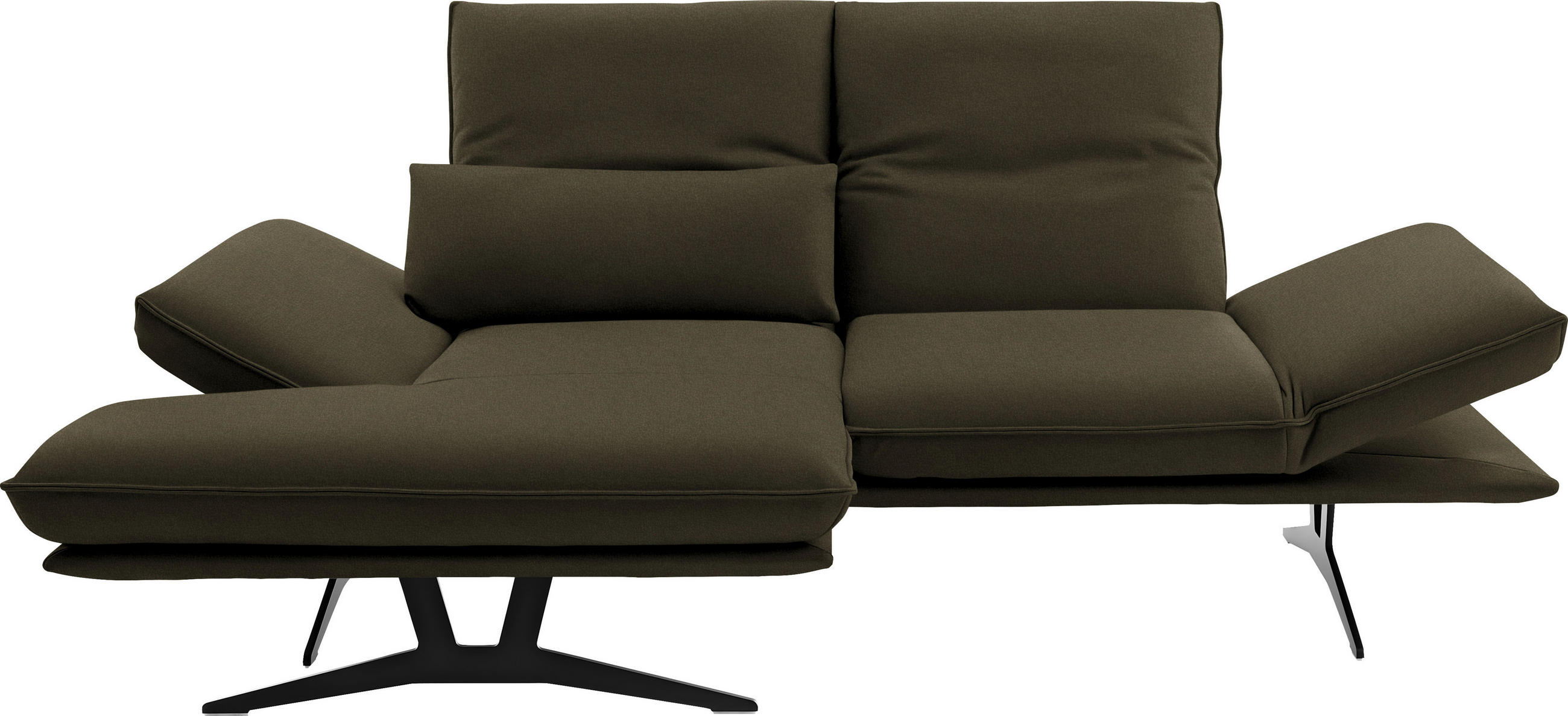 ECKSOFA in Echtleder Olivgrün  - Gelb/Schwarz, Design, Leder/Metall (130/210cm) - Dieter Knoll
