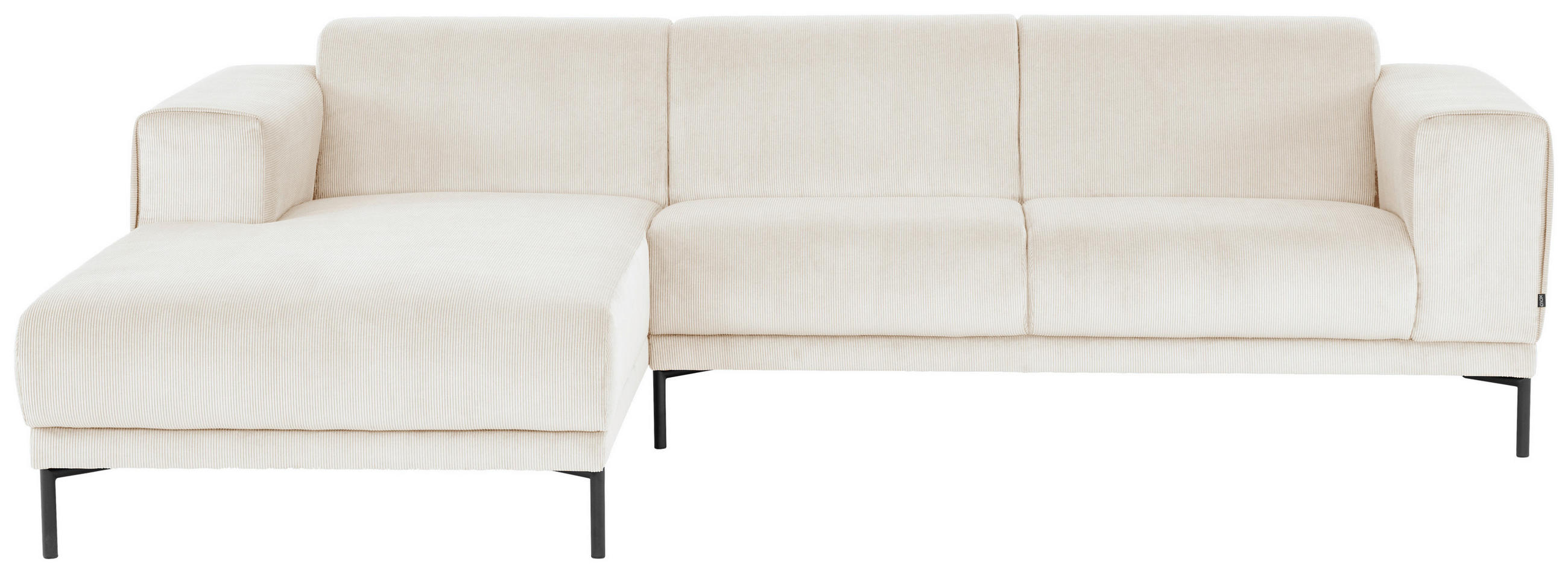 ECKSOFA ERNO in Cord Beige  262/183 cm  - Beige/Schwarz, Design, Textil/Metall (262/183cm) - MID.YOU