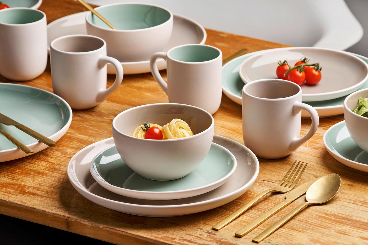 KOMPLETT SERVIS London 16 delar  - ljusgrön, Basics, keramik - Van Well