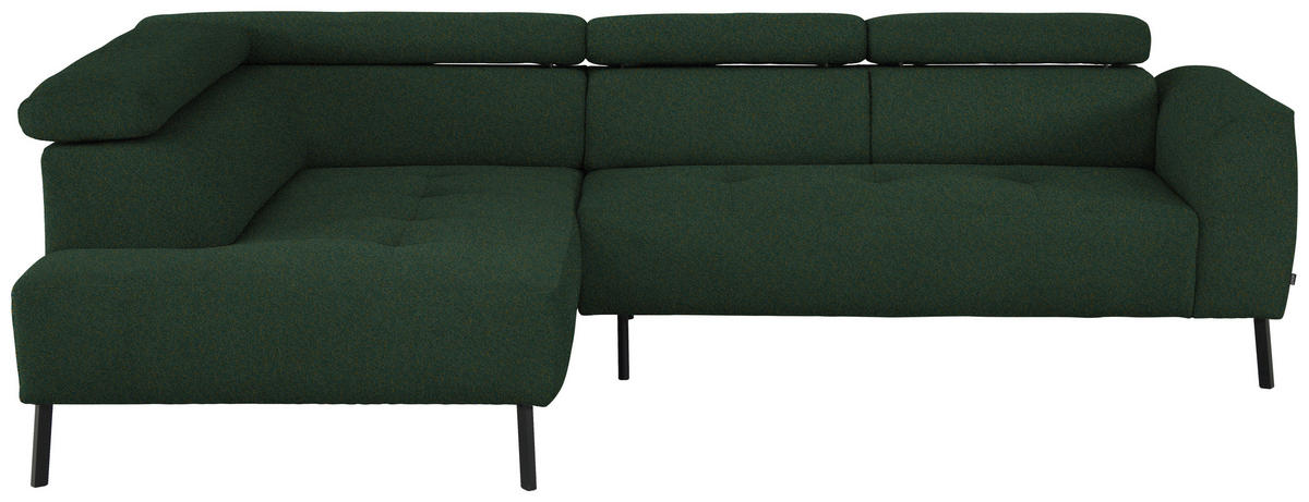 ECKSOFA in Struktur Grün  205/280 cm  - Schwarz/Grün, Design, Textil/Metall (205/280cm) - Xora