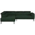 ECKSOFA in Struktur Grün 205/280 cm - Schwarz/Grün, Design, Textil/Metall (205/280cm) - Xora