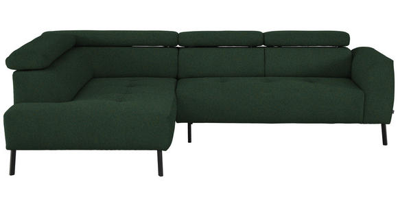 ECKSOFA in Struktur Grün 205/280 cm - Schwarz/Grün, Design, Textil/Metall (205/280cm) - Xora