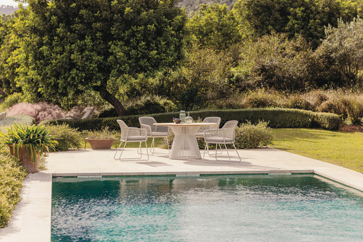 ARMLEHNSTUHL   Textilgeflecht  - Taupe/Weiss, Design, Textil/Metall (60/86/63cm)