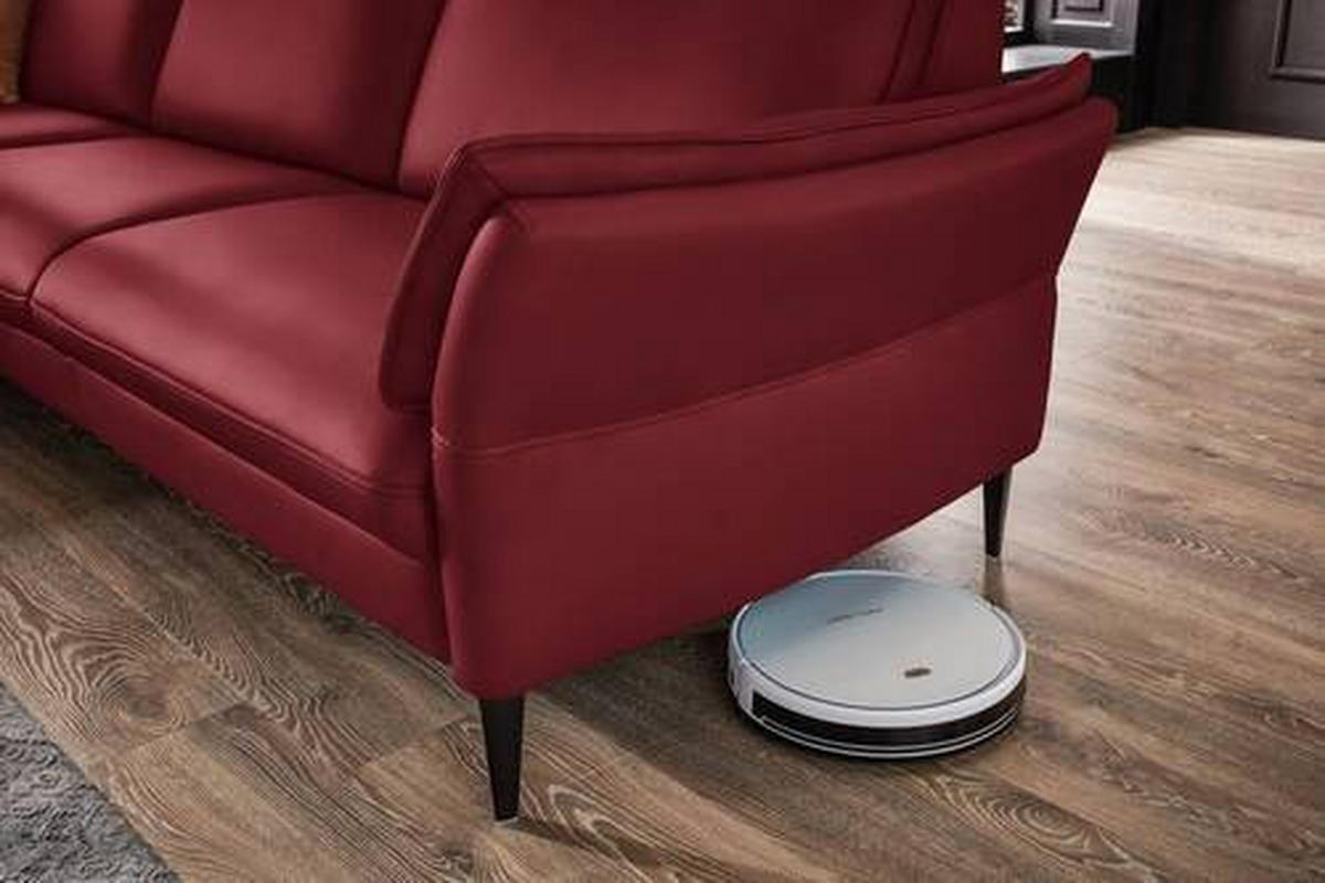 ECKSOFA in Echtleder Rot  - Rot/Schwarz, Design, Leder/Metall (172/334cm) - Valdera