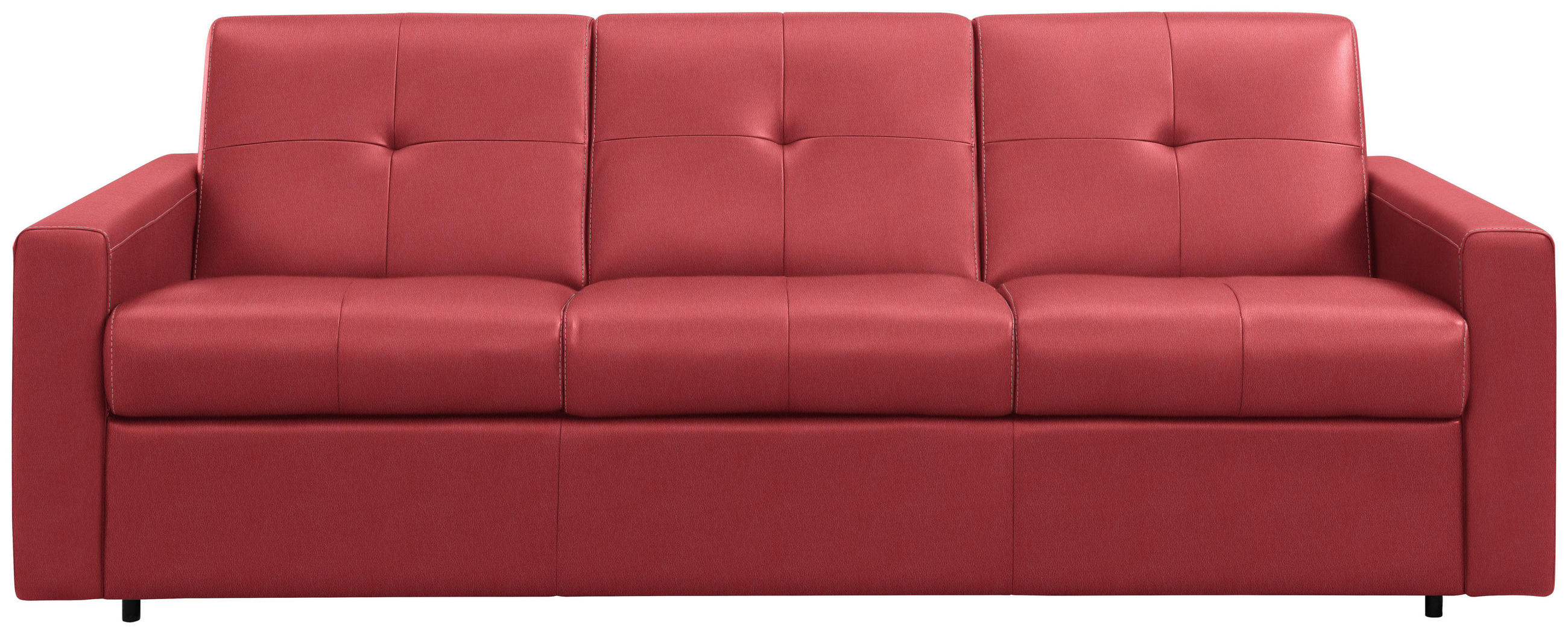 SCHLAFSOFA Rot  - Rot/Hellgrau, Konventionell, Leder/Kunststoff (206/81/96cm) - Novel