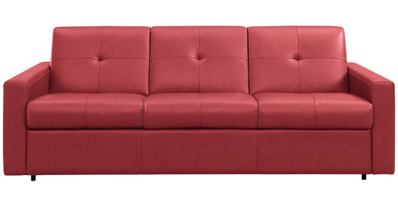 SCHLAFSOFA Bard in Echtleder Rot  - Rot/Hellgrau, KONVENTIONELL, Leder/Kunststoff (206/81/96cm) - Novel