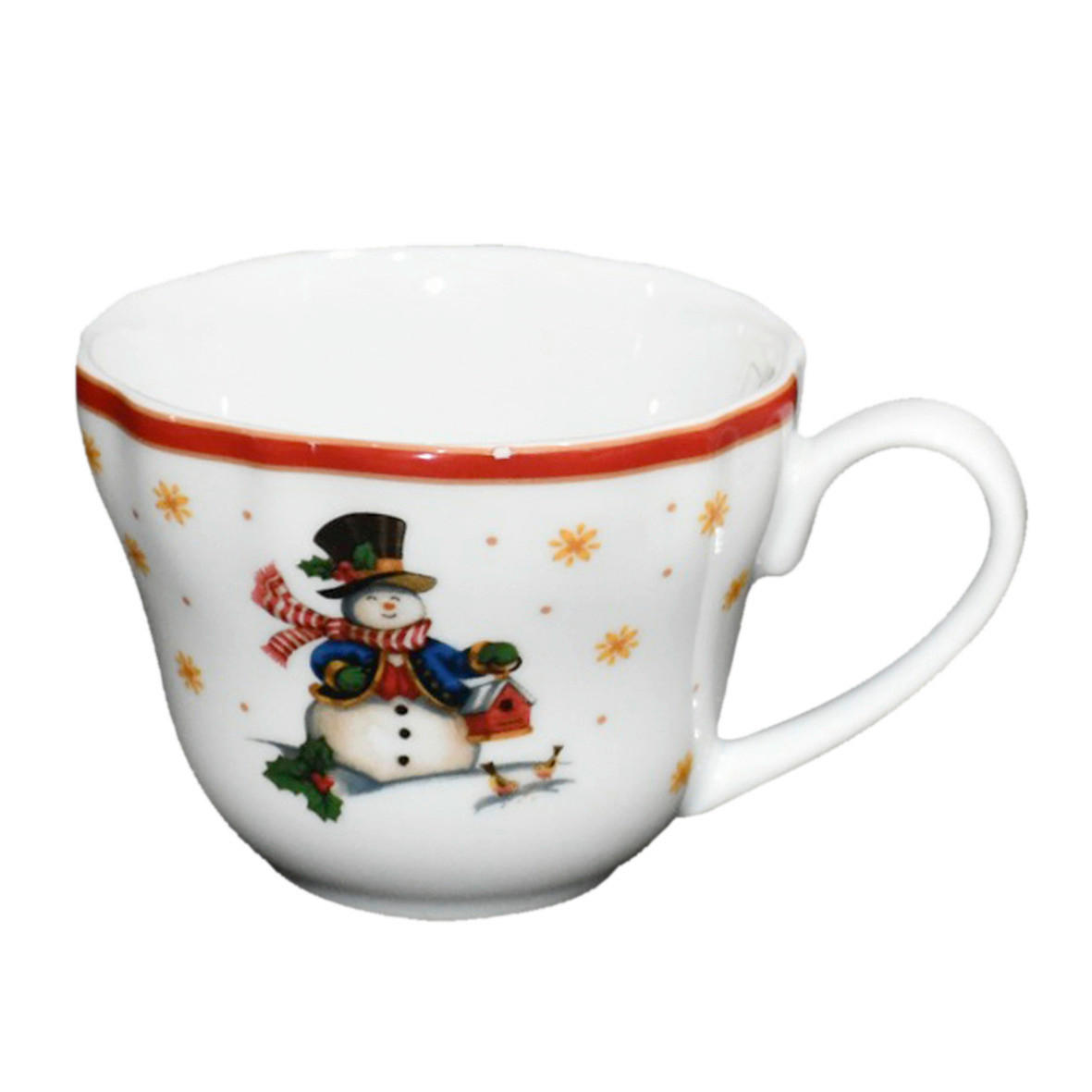 KAFFEKOPP   200 ml  - vit/röd, Klassisk, keramik (8,4/6,6cm) - X-Mas