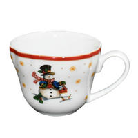 KAFFEKOPP   200 ml  - vit/röd, Klassisk, keramik (8,4/6,6cm) - X-Mas