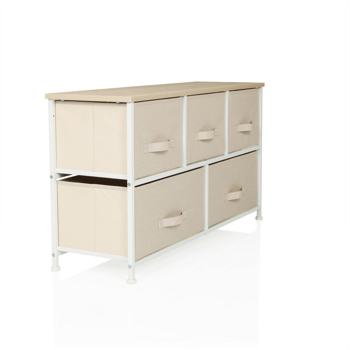 KOMMODE  in 100/55/30 cm  - Beige/Weiß, MODERN, Kunststoff/Textil (100/55/30cm) - MID.YOU