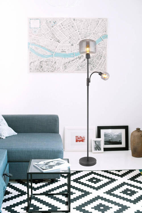 GOLVLAMPA Giuseppe  25/165 cm   - svart, Design, metall/glas (25/165cm) - Globo