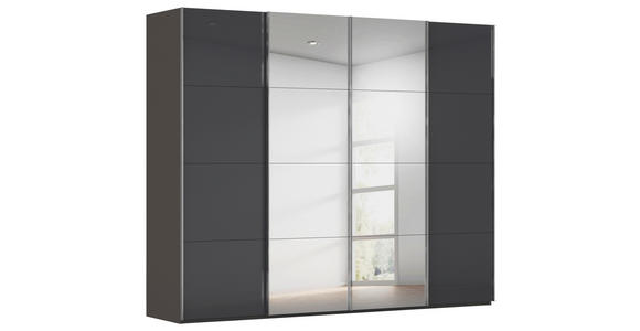 SCHWEBETÜRENSCHRANK 271/235/68 cm 4-türig Graphitfarben, Schwarz  - Chromfarben/Graphitfarben, Design, Glas/Holzwerkstoff (271/235/68cm) - Novel