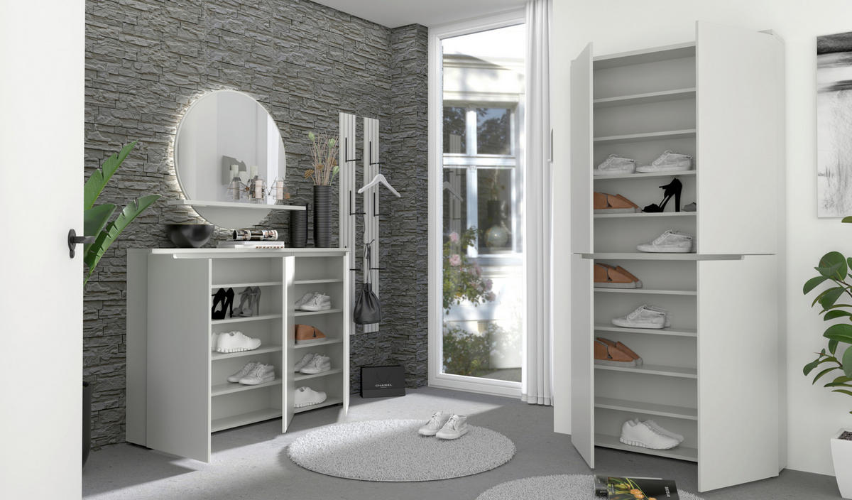 GARDEROBE 3-teilig  in 175/187/22 cm  - Grau, Design, Glas/Holzwerkstoff (175/187/22cm) - Xora