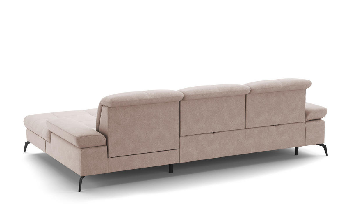 ECKSOFA in Flachgewebe Greige  - Greige/Schwarz, Konventionell, Textil/Metall (279/185cm) - Sit & More