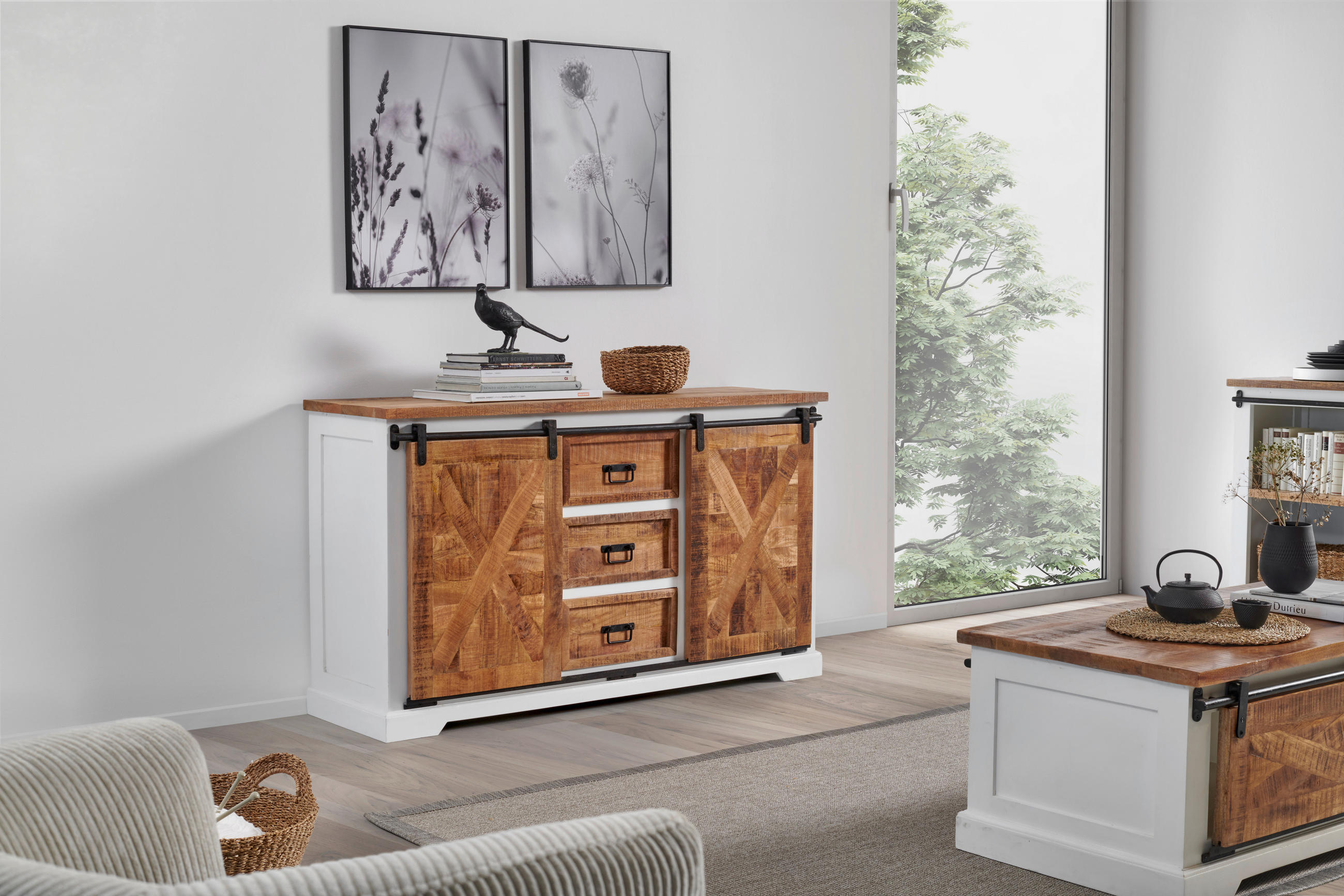 SIDEBOARD 150/85/45 cm - Schwarz/Naturfarben, LIFESTYLE, Holz/Holzwerkstoff (150/85/45cm) - MID.YOU