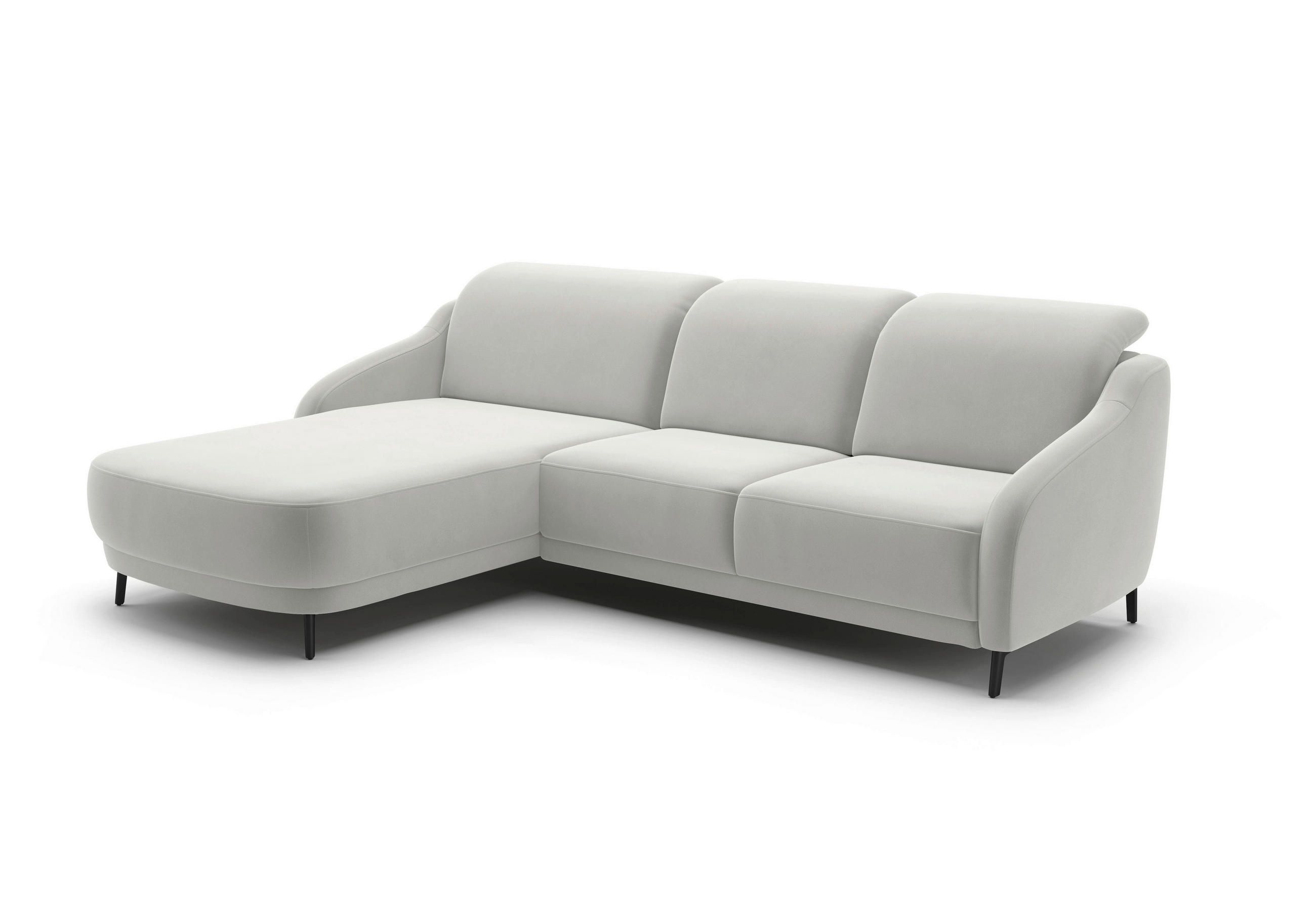 ECKSOFA in Samt Sandfarben - Sandfarben/Schwarz, Modern, Textil/Metall (191/271cm) - Sit & More