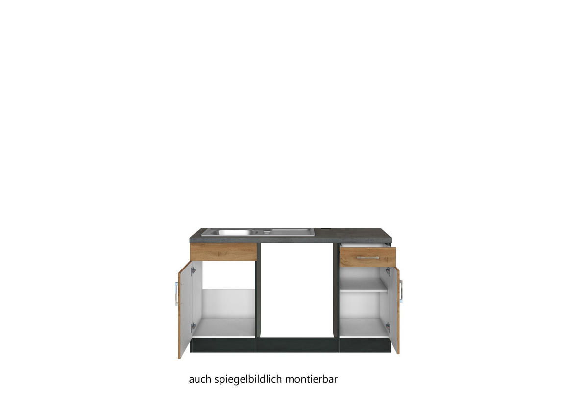 ECKKÜCHE 210/210 cm  in Graphitfarben, Eichefarben  - Eichefarben/Anthrazit, Modern, Holzwerkstoff/Metall (210/210cm) - Held