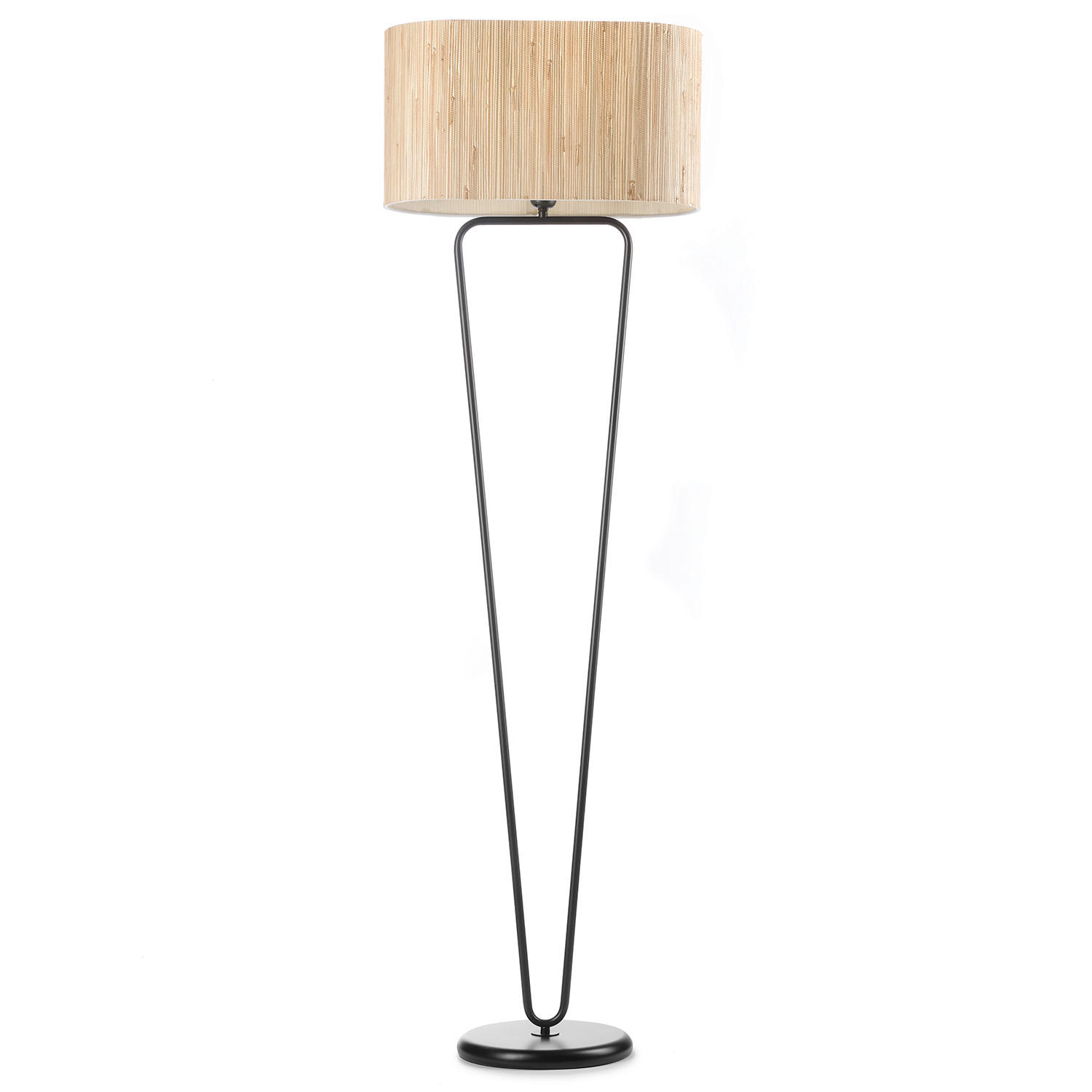 STEHLEUCHTE MADU 45/25/144 cm  - Creme/Schwarz, Natur, Kunststoff/Textil (45/25/144cm)