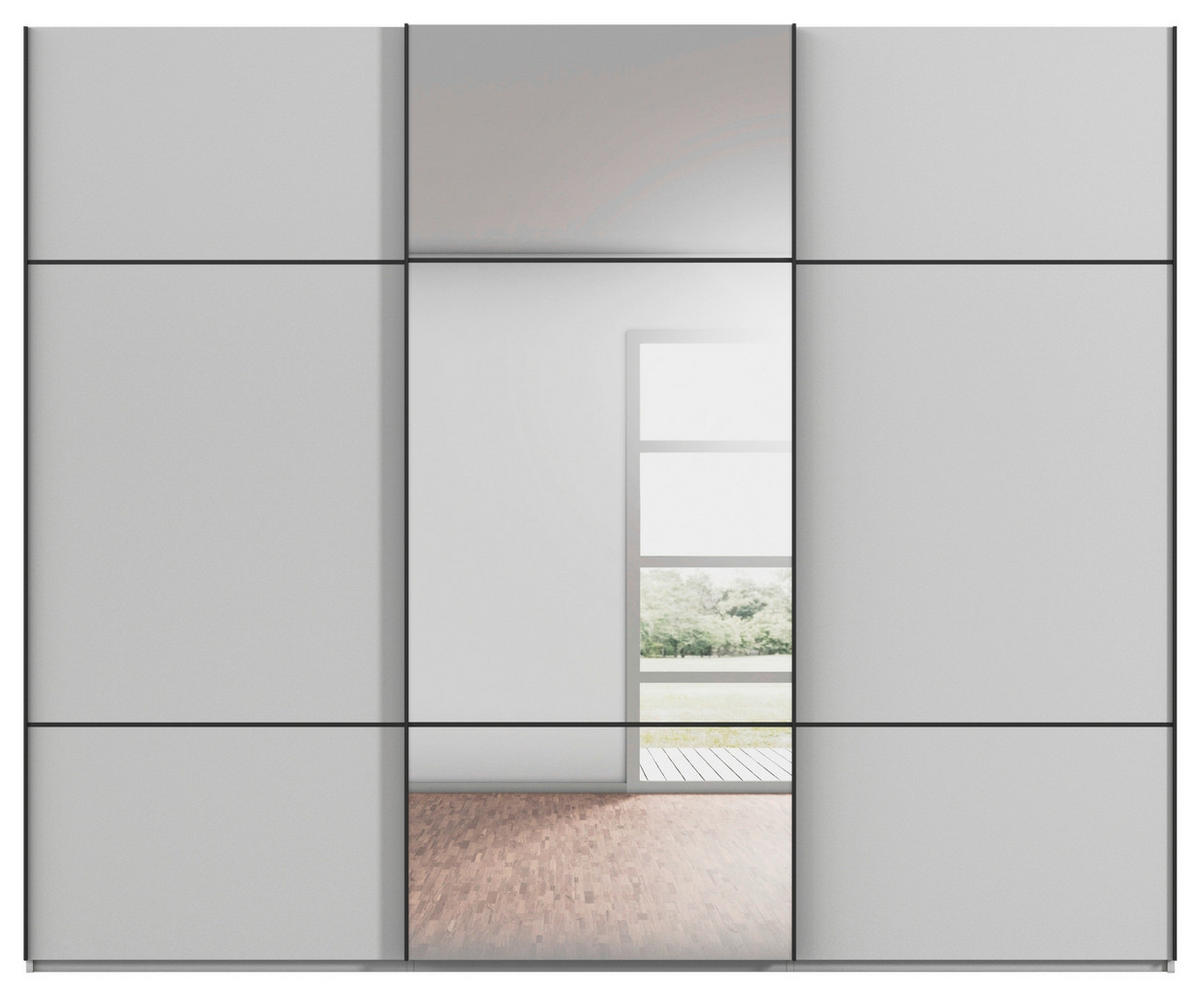 SCHWEBETÜRENSCHRANK in Grau  - Schwarz/Grau, Konventionell, Glas/Holzwerkstoff (301/223/68cm) - Novel