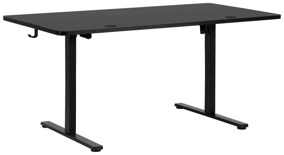 SCHREIBTISCH 160/80/72/118 cm Schwarz höhenverstellbar elektrisch höhenverstellbar  - Schwarz, Modern, Holzwerkstoff/Metall (160/80/72/118cm) - Livetastic