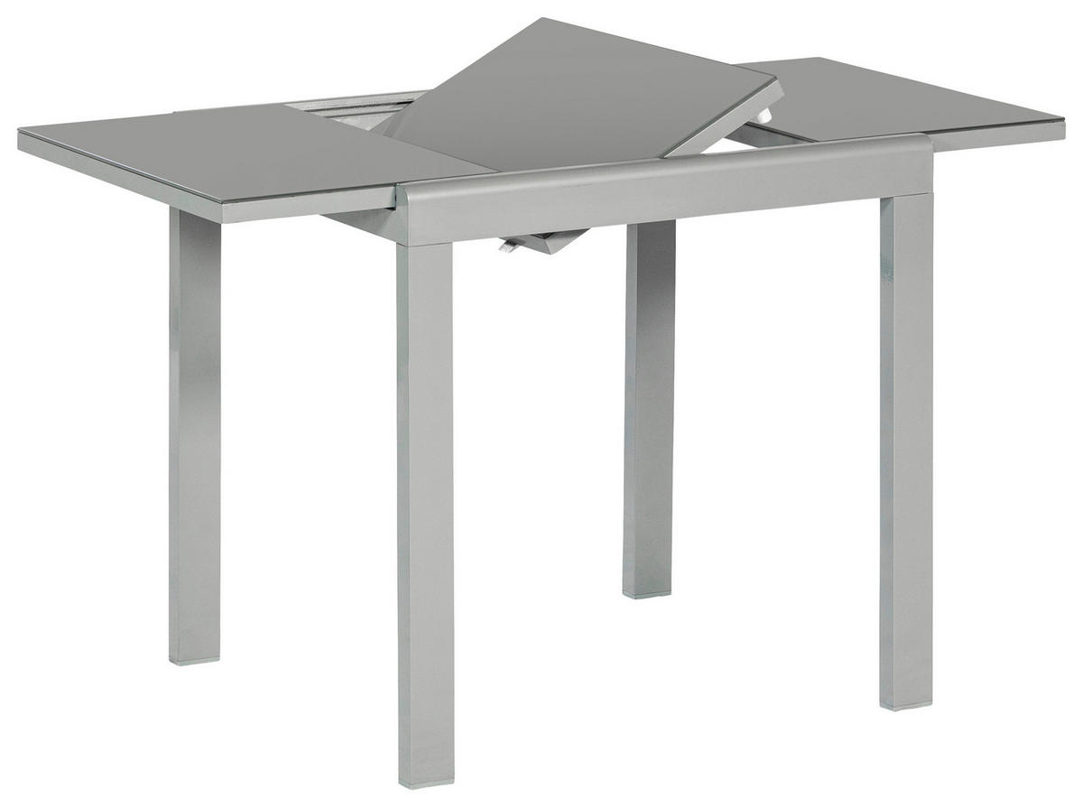 ZAHRADNÍ STŮL, kov, sklo, 80-120/70/75,5 cm - barvy stříbra, Konvenční, kov/sklo (80-120/70/75,5cm) - Gardenson