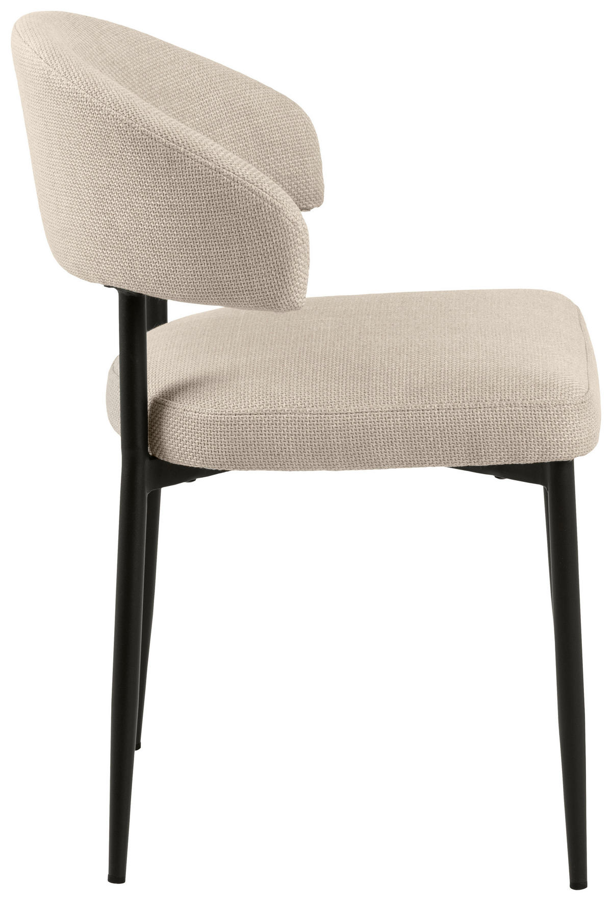 STUHL  in Webstoff Textil  - Beige/Schwarz, Trend, Textil/Metall (56/77/55cm) - MID.YOU