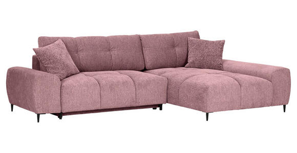 ECKSOFA  in Flachgewebe Altrosa  - Schwarz/Altrosa, KONVENTIONELL, Textil/Metall (295/180cm) - Carryhome