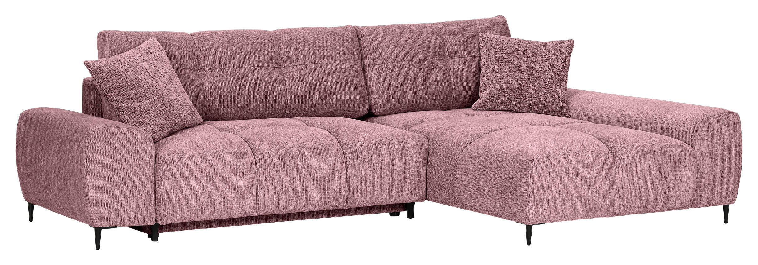 ECKSOFA  in Flachgewebe Altrosa  - Schwarz/Altrosa, KONVENTIONELL, Textil/Metall (295/180cm) - Carryhome