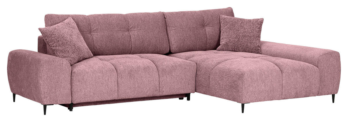 ECKSOFA  in Flachgewebe Altrosa  - Schwarz/Altrosa, KONVENTIONELL, Textil/Metall (295/180cm) - Carryhome