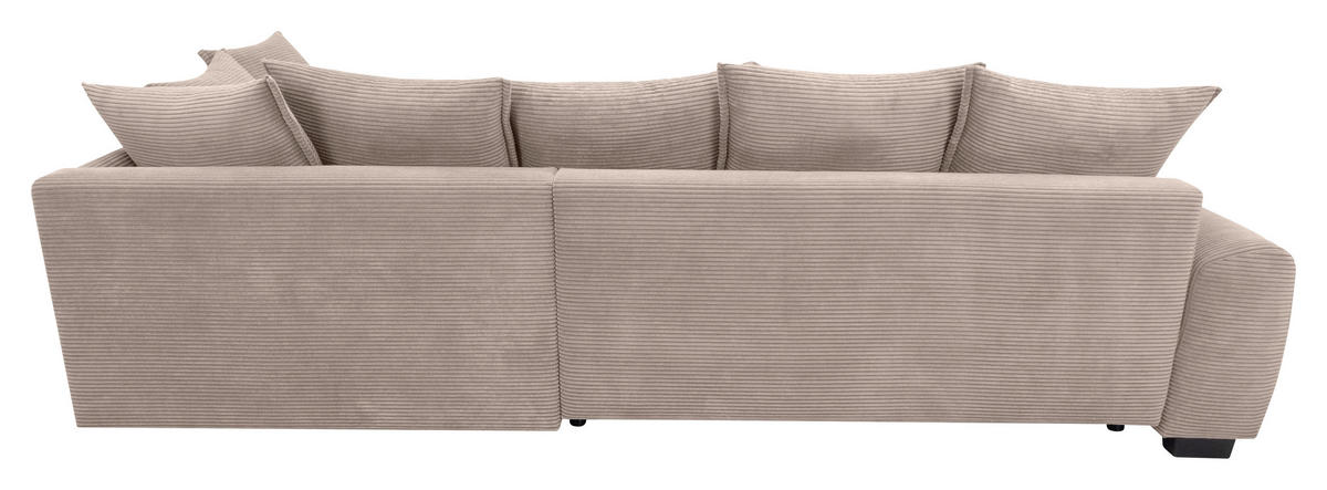 ECKSOFA Taupe Cord Rückenkissen, Armlehnenkissen, Bettkasten, Schlaffunktion, Rücken echt, Liegefläche im Originalstoff  - Taupe/Schwarz, KONVENTIONELL, Kunststoff/Textil (304/212cm) - Carryhome