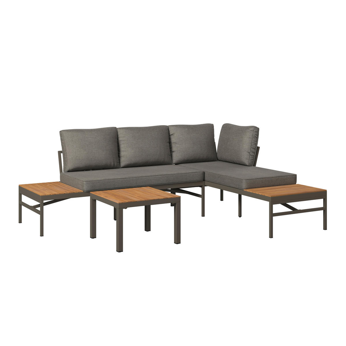 LOUNGEGARNITUR   57/35/57 cm Akazie vollmassiv Aluminium  - Beige/Beigebraun, MODERN, Holz/Textil (57/35/57cm) - Ambia Garden