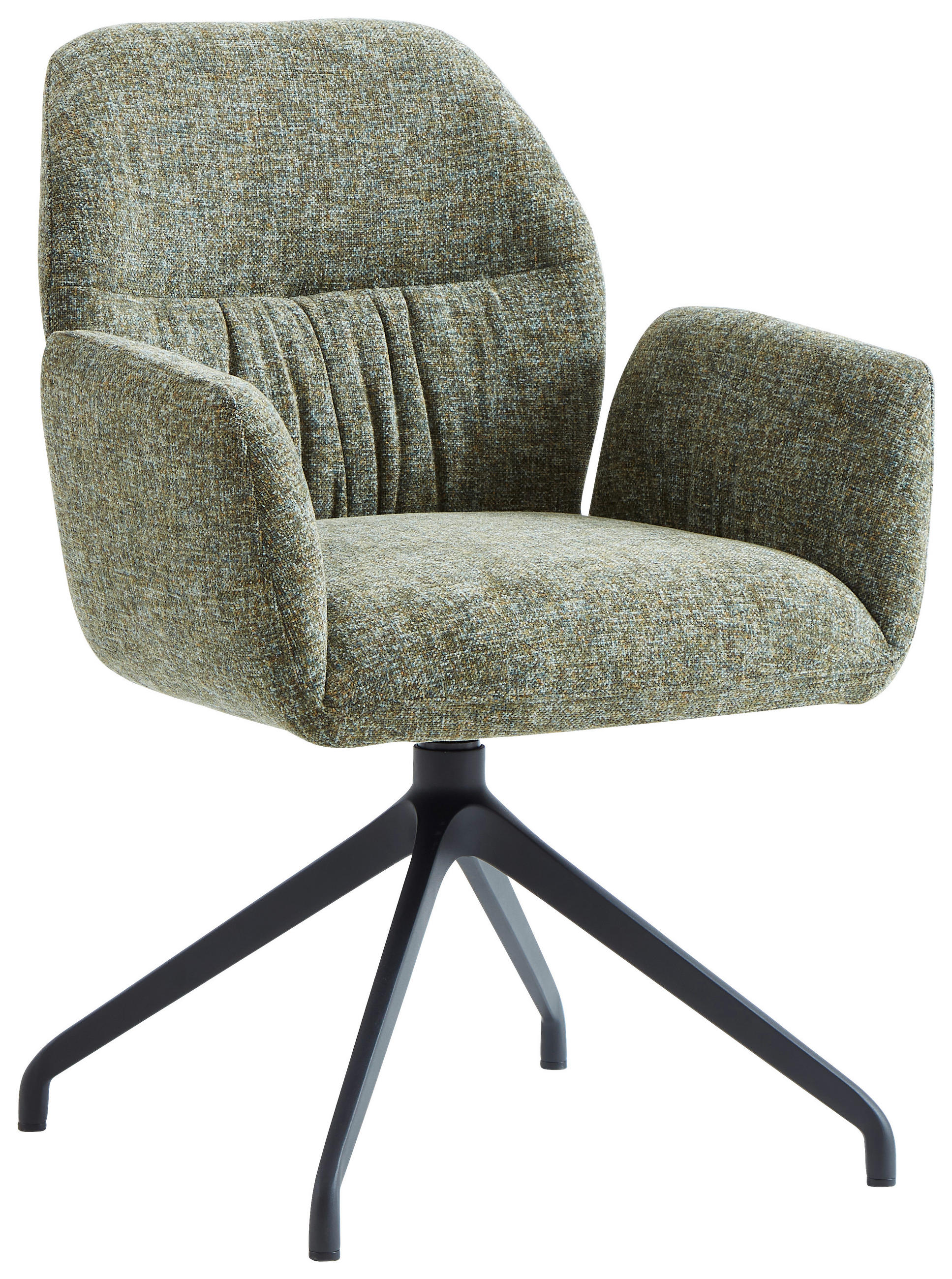 ARMLEHNSTUHL  Sitzfläche 360° drehbar, automatische Rückholfunktion Leinenoptik  - Schwarz/Grün, Design, Textil/Metall (62/89/63cm) - Dieter Knoll