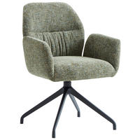 ARMLEHNSTUHL  Sitzfläche 360° drehbar, automatische Rückholfunktion Leinenoptik  - Schwarz/Grün, Design, Textil/Metall (62/89/63cm) - Dieter Knoll