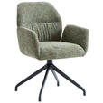 ARMLEHNSTUHL  Sitzfläche 360° drehbar, automatische Rückholfunktion Leinenoptik  - Schwarz/Grün, Design, Textil/Metall (62/89/63cm) - Dieter Knoll