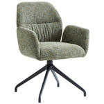 ARMLEHNSTUHL  Sitzfläche 360° drehbar, automatische Rückholfunktion Leinenoptik  - Schwarz/Grün, Design, Textil/Metall (62/89/63cm) - Dieter Knoll