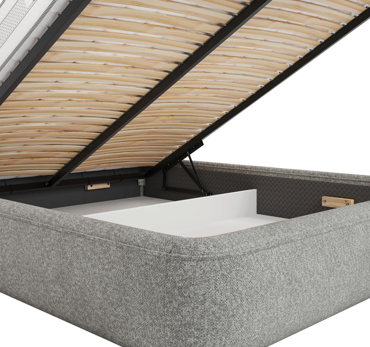STOPPAD SÄNG ,160/200 cm  i kola  - svart/kola, Modern, metall/trämaterial (160/200cm) - MID.YOU