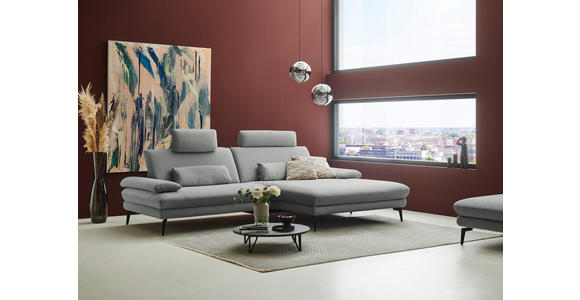 ECKSOFA  in Chenille, Flachgewebe Grau  284/180 cm  - Schwarz/Grau, Design, Textil/Metall (284/180cm) - Dieter Knoll