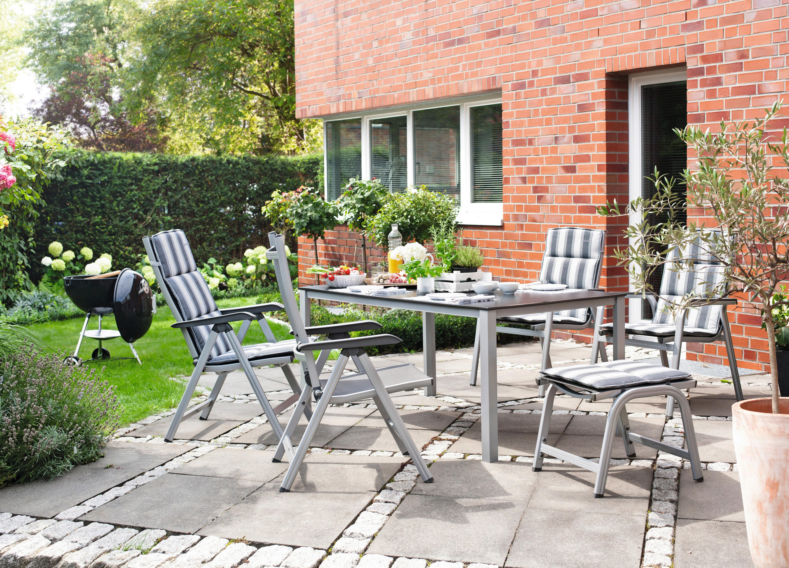 GARTENKLAPPSESSEL Aluminium Anthrazit, Silberfarben  - Anthrazit/Silberfarben, Basics, Textil/Metall (65/109/61cm) - Kettler