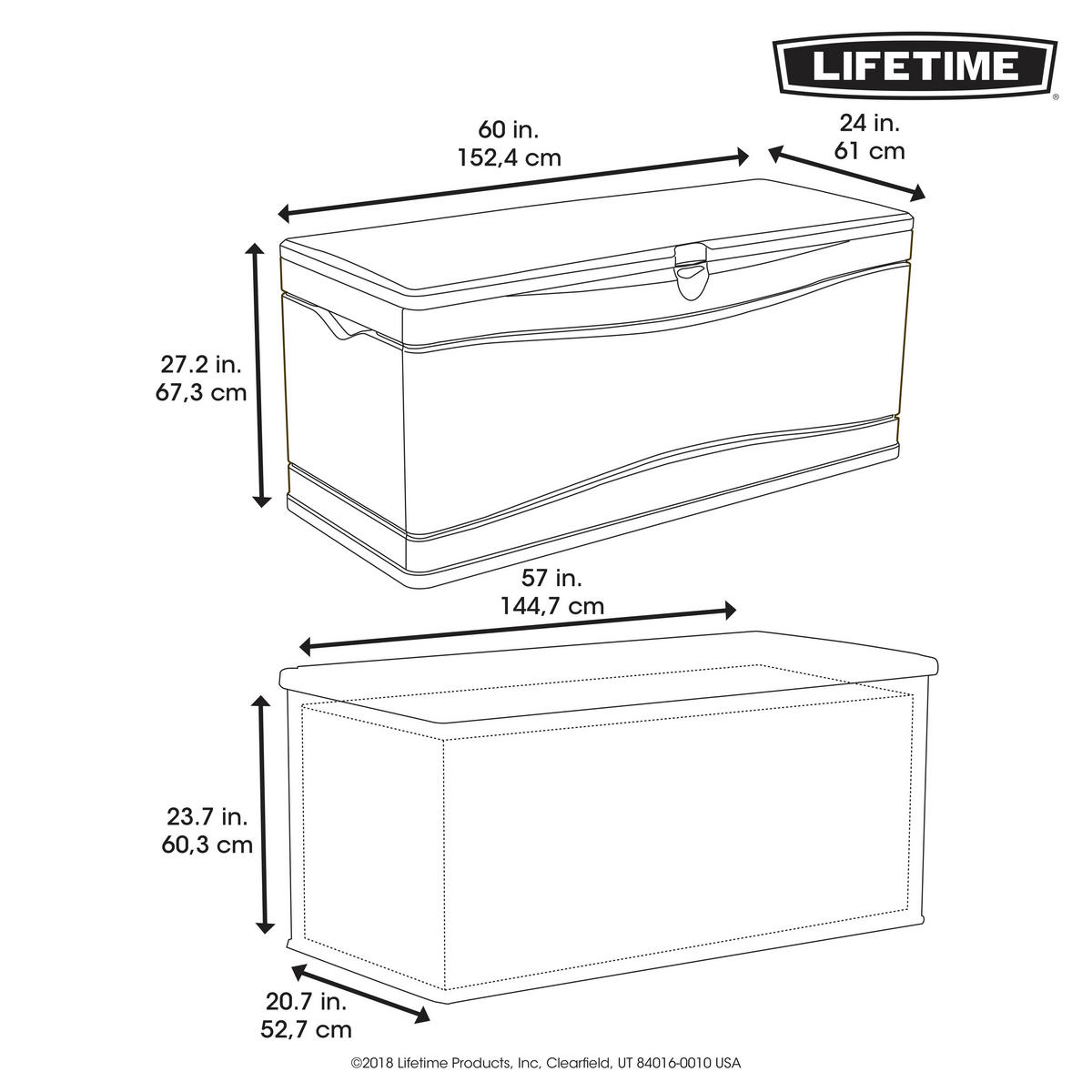 KISSENBOX 153/68/61 cm  - Anthrazit, Basics, Kunststoff (153/68/61cm) - Ambia Garden
