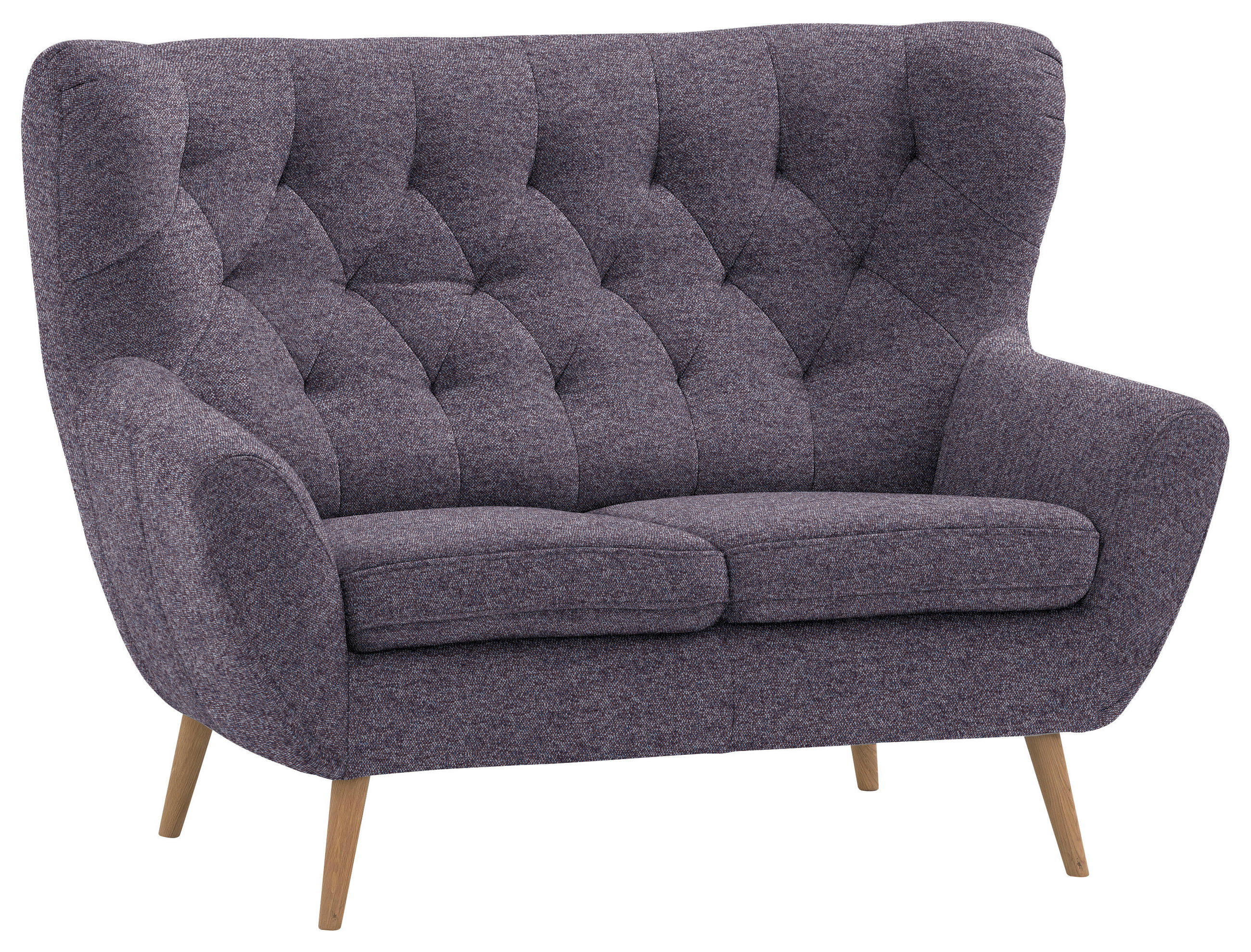2-SITZER-SOFA in Flachgewebe Blau  - Blau/Eichefarben, Design, Holz/Holzwerkstoff (138/104/92cm) - Stylife