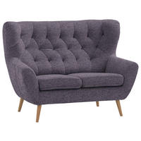 2-SITZER-SOFA in Flachgewebe Blau  - Blau/Eichefarben, Design, Holz/Holzwerkstoff (138/104/92cm) - Stylife